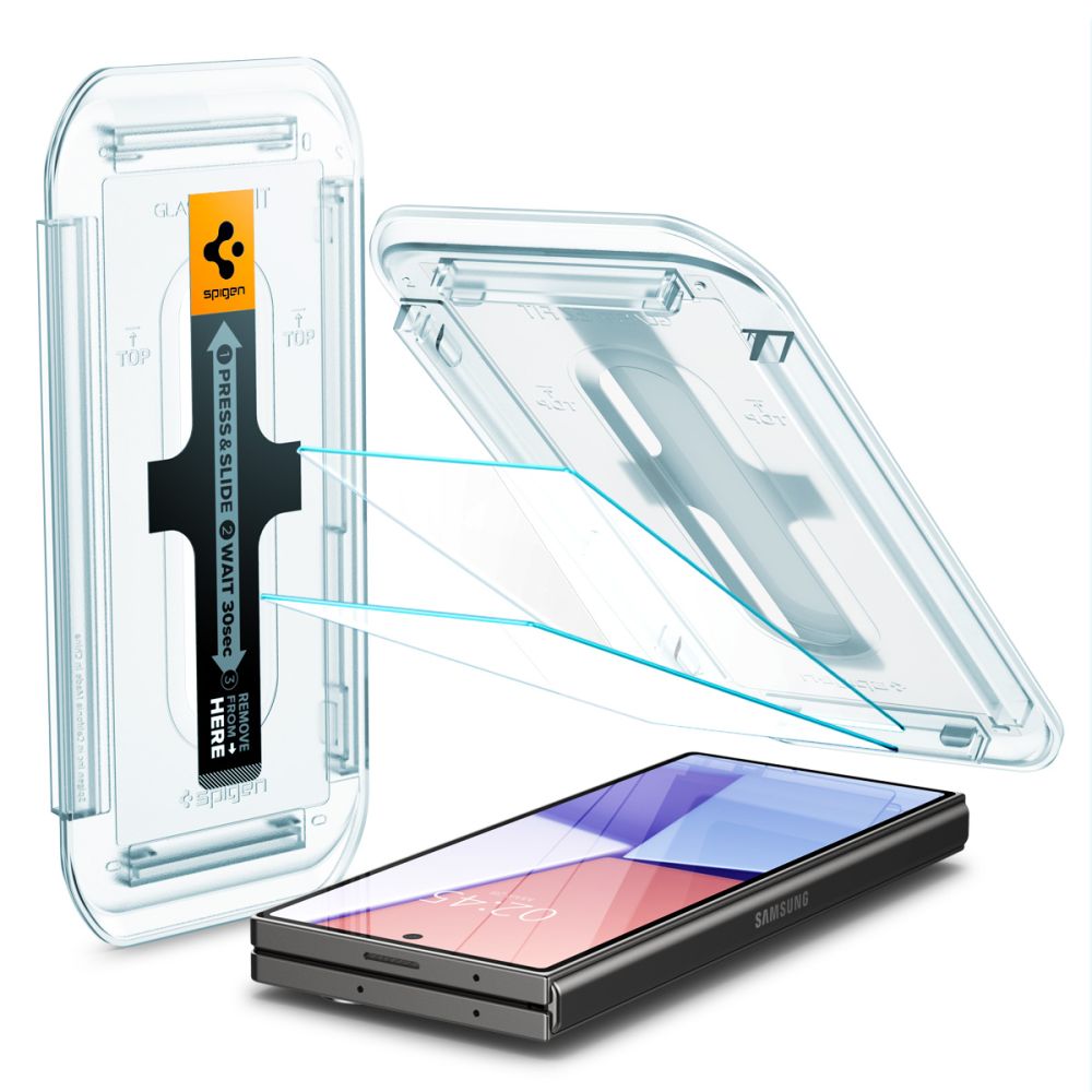 Folie de protectie Ecran Spigen EZ FIT pentru Samsung Galaxy Z Fold6 F956, Sticla Securizata, Full Glue, Set 2 bucati, 2.5D, Ecran Exterior AGL07969