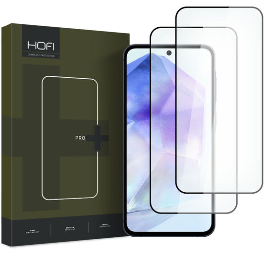 Προστατευτικό οθόνης HOFI Glass PRO+ για Samsung Galaxy A55 5G A556 / A35 5G A356, γυάλινη ασπίδα, πλήρης κόλλα, σετ 2 τεμαχίων, 2.5D, μαύρο 