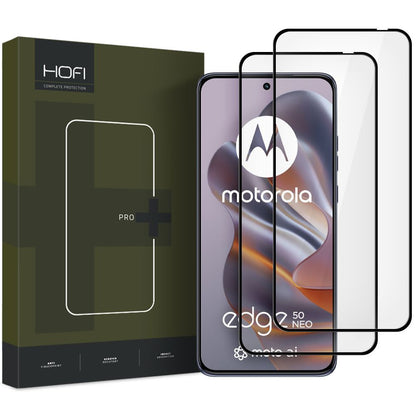 Προστατευτικό κάλυμμα οθόνης HOFI Glass PRO+ για Motorola Edge 50 Neo, Προστατευτική μεμβράνη, γυάλινη ασπίδα, πλήρης κόλλα, σετ 2 τεμαχίων, 2.5D, μαύρο