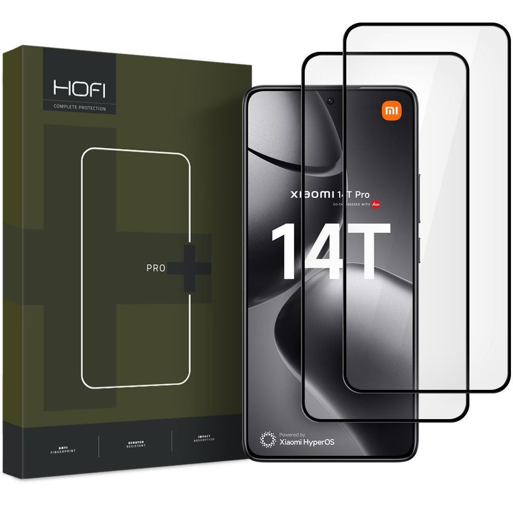 Προστατευτικό οθόνης HOFI Glass PRO+ για Xiaomi 14T Pro / 14T, Θωρακισμένο γυαλί, Πλήρης κόλλα, Σετ 2 τεμαχίων, 2.5D, Μαύρο 