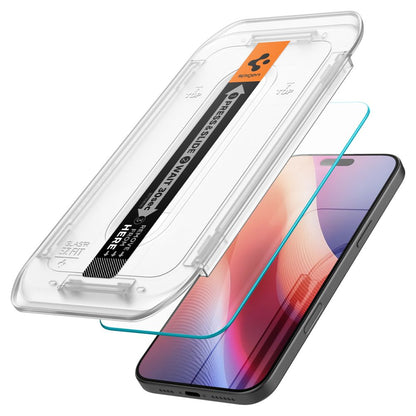 Προστατευτική Μεμβράνη Οθόνης Spigen GlastR EZ FIT για Apple iPhone 17 Pro / 17 / 16 Pro, Ενισχυμένο Γυαλί, Πλήρης Κόλληση, Σετ 2 τεμαχίων