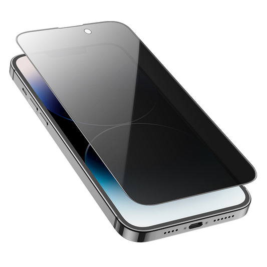 Προστατευτική Μεμβράνη Οθόνης Privacy HOCO G15 για Apple iPhone 16 Plus / 15 Plus, Ενισχυμένο Γυαλί, Πλήρης Κόλληση, 5D