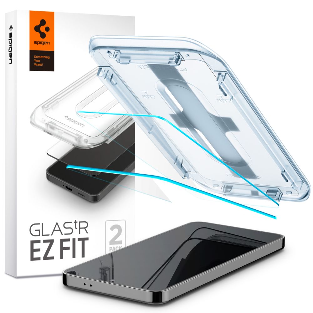 Προστατευτικό οθόνης Spigen EZ FIT για Samsung Galaxy S25 S931 / S24 S921, Προστατευμένο γυαλί, Πλήρης κόλλα, Σετ 2 τεμαχίων 