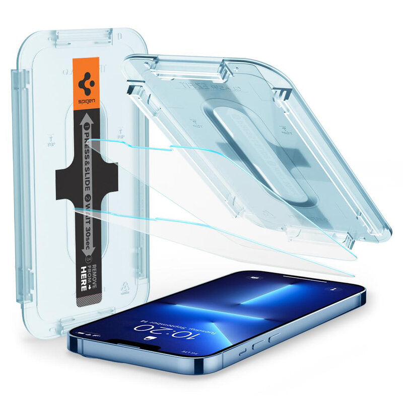 Προστατευτική Μεμβράνη Οθόνης Spigen GlastR EZ FIT για Apple iPhone 17e / 16e / 14 / 13 Pro, Ενισχυμένο Γυαλί, Πλήρης Κόλληση, Σετ 2 τεμαχίων AGL03385