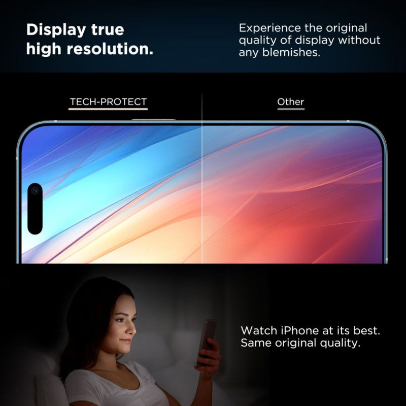 Προστατευτική Μεμβράνη Οθόνης Tech-Protect Quick Set+ για Apple iPhone 17e / 16e / 14 / 13 Pro, Ενισχυμένο Γυαλί, Πλήρης Κόλληση, Σετ 2 τεμαχίων, Μαύρη