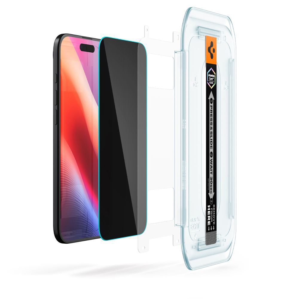 Προστατευτική Μεμβράνη Οθόνης Privacy Spigen GlastR EZ FIT για Apple iPhone 17 Air, Ενισχυμένο Γυαλί, Full Glue, Σετ 2 τεμαχίων