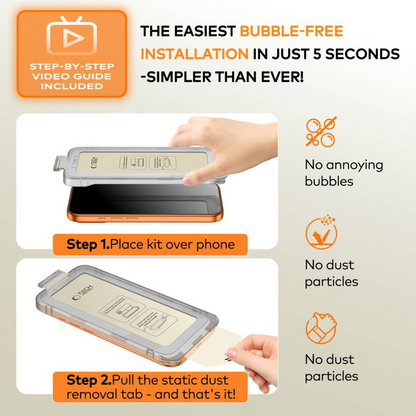 Προστατευτική Μεμβράνη Οθόνης Tech-Protect Quick Set+ για Apple iPhone 17, Ενισχυμένο Γυαλί, Πλήρης Κόλληση, Σετ 2 τεμαχίων, Μαύρη