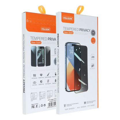 Προστατευτική μεμβράνη οθόνης Privacy Veason για Apple iPhone 17e / 16e / 14 / 13 Pro, Ασφαλισμένο γυαλί, Πλήρης κόλλα, 6D