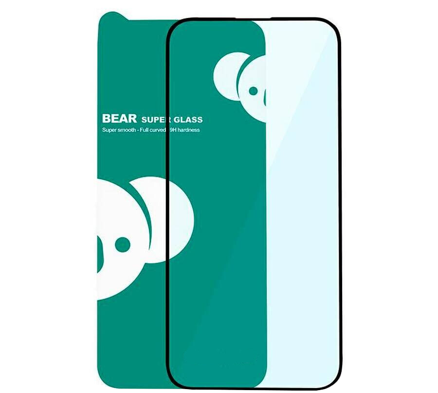 Προστατευτική μεμβράνη οθόνης Bear Super Hard για Apple iPhone 18 Pro / 17 Pro / 17 / 16 Pro, Ασφαλισμένο γυαλί, Πλήρης κόλλα, 3D, Μαύρο