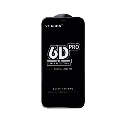 Προστατευτική μεμβράνη οθόνης Veason PRO για Apple iPhone 17 / 16 Pro, Ασφαλισμένο γυαλί, Πλήρης κόλλα, 6D, Μαύρο