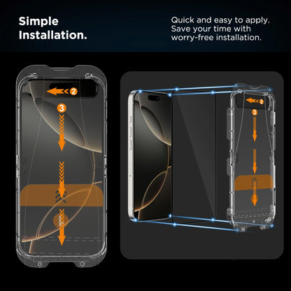 Tech-Protect Quick Set+ Screen Protector for Apple iPhone 16 / 15, Tempered Glass, Full Glue, Set of 2 Pieces, Black