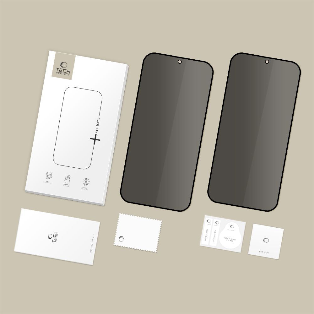 Προστατευτική Μεμβράνη Οθόνης Privacy Tech-Protect Spy+ για Samsung Galaxy S26 Plus S947, Ενισχυμένο Γυαλί, Full Glue, Σετ 2 τεμαχίων