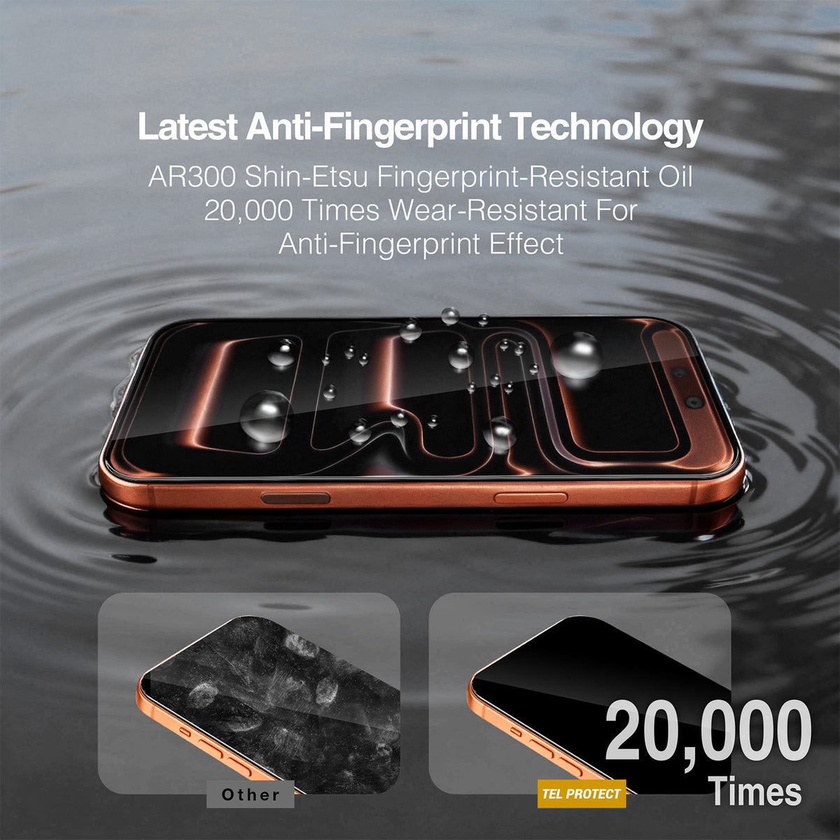Προστατευτικό οθόνης Tel Protect 10X HD DLC Diamond Coating για Apple iPhone 18 Pro / 17 Pro, Σκληρυμένο Γυαλί, Full Glue, Μαύρο
