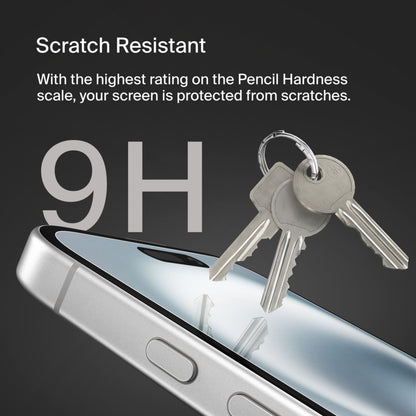 Προστατευτική μεμβράνη οθόνης Belkin ScreenForce TemperedGlass για Apple iPhone 16 / 15 / 14 Pro, Ασφαλισμένο γυαλί, Full Glue OVA135zz