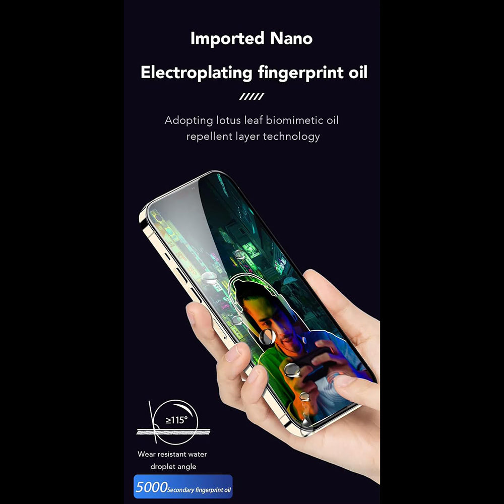 Προστατευτική μεμβράνη οθόνης Anank Anti-Fingerprint για Apple iPhone 15 Pro, Ασφαλισμένο γυαλί, Πλήρης κόλλα, 2.5D, Μαύρο