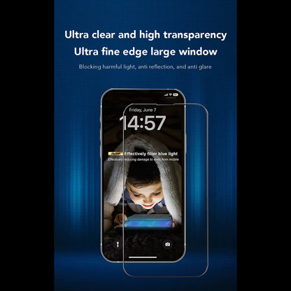 Προστατευτική μεμβράνη οθόνης Anti Blue Light Anank 3X Ενισχυμένη για Apple iPhone 16 Pro, Ασφαλισμένο γυαλί, Πλήρης κόλλα, 2.5D, Μαύρο