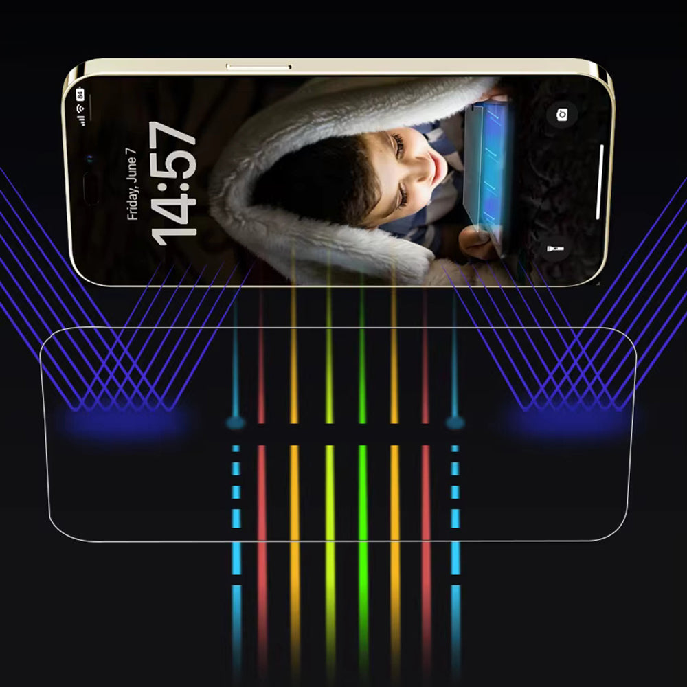 Προστατευτική μεμβράνη οθόνης Anti Blue Light Anank για Apple iPhone 15, Ασφαλισμένο γυαλί, Πλήρης κόλλα, 2.5D, Μαύρο