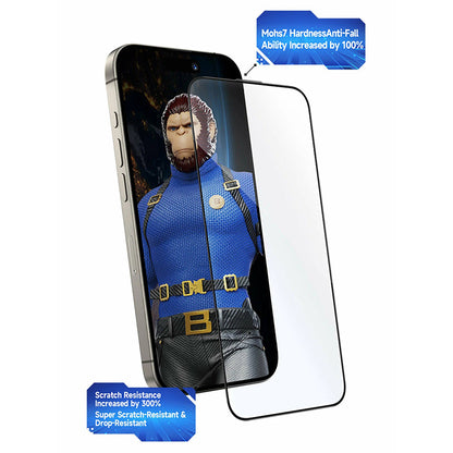 Προστατευτική μεμβράνη οθόνης Blueo Crystal Anti-Scratch Applicator για Apple iPhone 15 Pro Max, Ασφαλισμένο γυαλί, Πλήρης κόλλα, Μαύρο