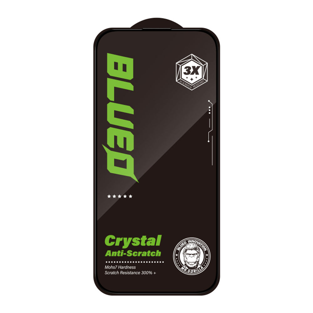 Προστατευτική μεμβράνη οθόνης Blueo Crystal Anti-Scratch για Apple iPhone 16 Plus / 15 Plus, Ασφαλισμένο γυαλί, Πλήρης κόλλα, Μαύρο