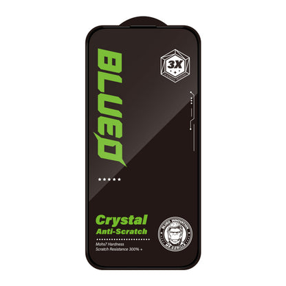 Προστατευτική μεμβράνη οθόνης Blueo Crystal Anti-Scratch για Apple iPhone 16 Plus / 15 Plus, Ασφαλισμένο γυαλί, Πλήρης κόλλα, Μαύρο