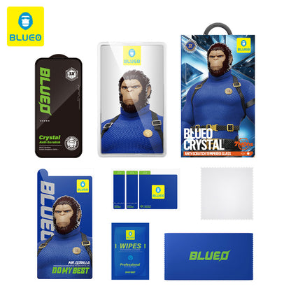 Προστατευτική μεμβράνη οθόνης Blueo Crystal Anti-Scratch για Apple iPhone 16 Plus / 15 Plus, Ασφαλισμένο γυαλί, Πλήρης κόλλα, Μαύρο