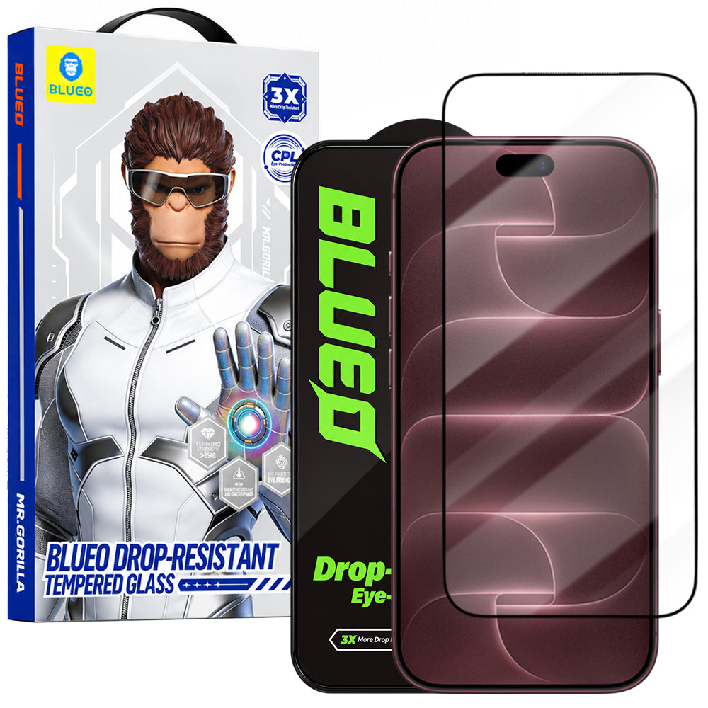 Προστατευτικό οθόνης Blueo Drop Resistant για Apple iPhone 18 Pro Max / 17 Pro Max / 16 Pro Max, σκληρυμένο γυαλί, πλήρης επικόλληση, μαύρο