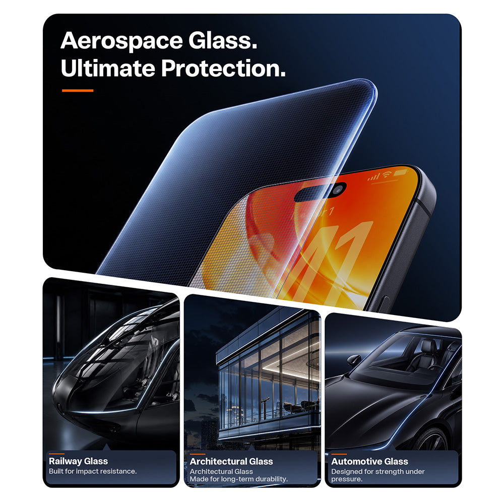 Προστατευτική μεμβράνη οθόνης Torras OrigArmor για Apple iPhone 18 Pro / 17 Pro, Ενισχυμένο γυαλί, Πλήρης κόλλα