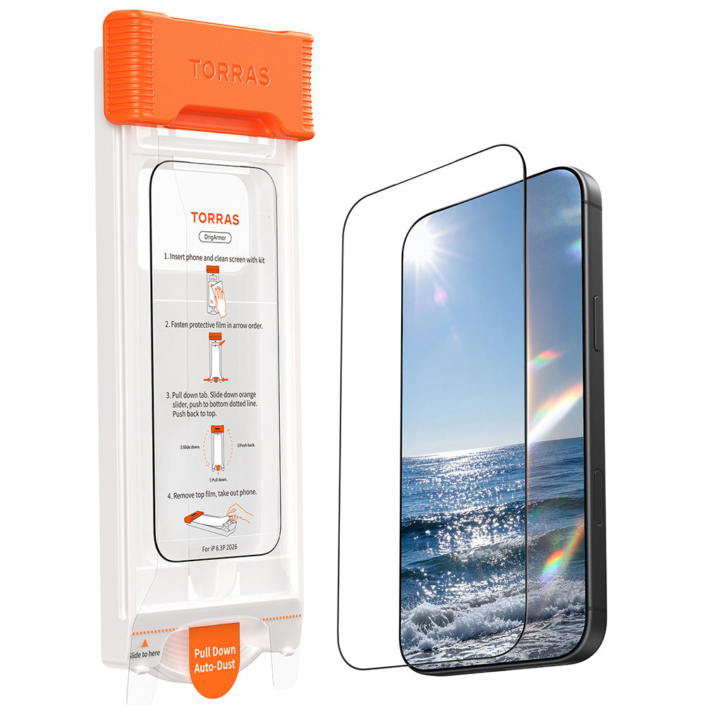 Προστατευτική μεμβράνη οθόνης Torras OrigArmor για Apple iPhone 18 Pro / 17 Pro, Ενισχυμένο γυαλί, Πλήρης κόλλα