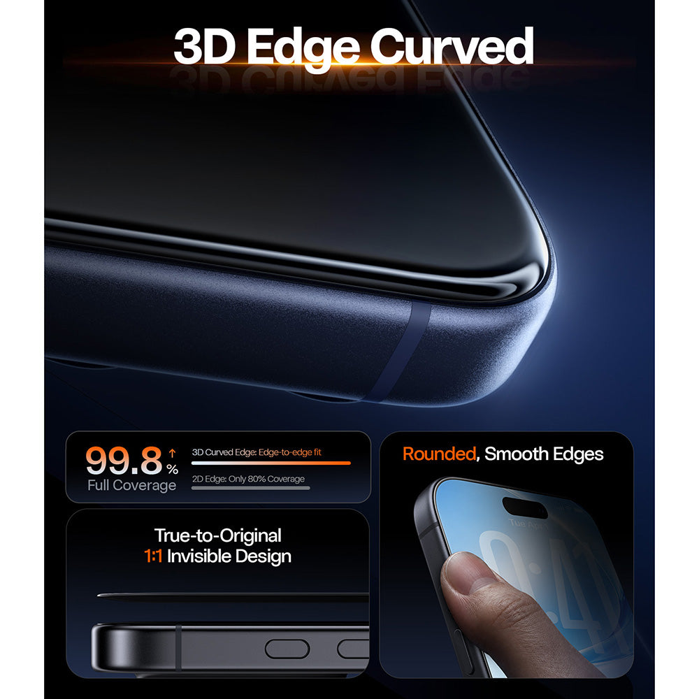 Προστατευτική μεμβράνη οθόνης Torras OrigArmor για Apple iPhone 18 Pro / 17 Pro, Ενισχυμένο γυαλί, Πλήρης κόλλα