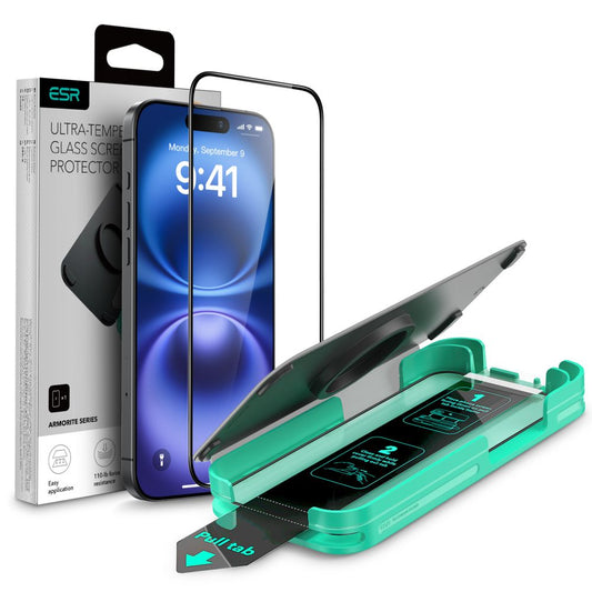 Προστατευτική Μεμβράνη Οθόνης ESR Armorite για Apple iPhone 16 Plus / 15 Plus, Ενισχυμένο Γυαλί, Πλήρης Κόλληση, Μαύρη