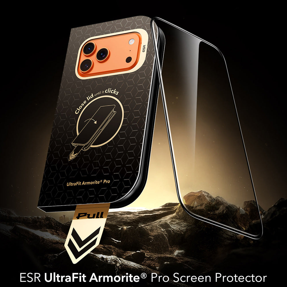 Προστατευτική μεμβράνη οθόνης ESR Armorite Pro UltraFit για Apple iPhone 18 Pro / 17 Pro, Ασφαλισμένο γυαλί, Πλήρης κόλλα, Μαύρο