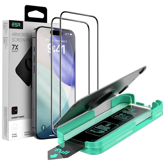 Προστατευτική Μεμβράνη Οθόνης ESR Armorite UltraFit για Apple iPhone 17 Pro Max, Ενισχυμένο Γυαλί, Full Glue, Σετ 2 τεμαχίων, Μαύρη