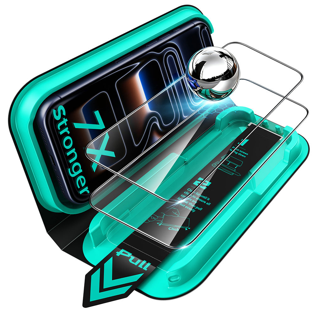 Προστατευτική μεμβράνη οθόνης ESR Armorite UltraFit για Apple iPhone 18 Pro / 17 Pro, Ασφαλισμένο γυαλί, Πλήρης κόλλα, Σετ 2 τεμαχίων, Μαύρο