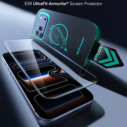 Προστατευτική μεμβράνη οθόνης ESR Armorite UltraFit για Apple iPhone 18 Pro / 17 Pro, Ασφαλισμένο γυαλί, Πλήρης κόλλα, Σετ 2 τεμαχίων, Μαύρο
