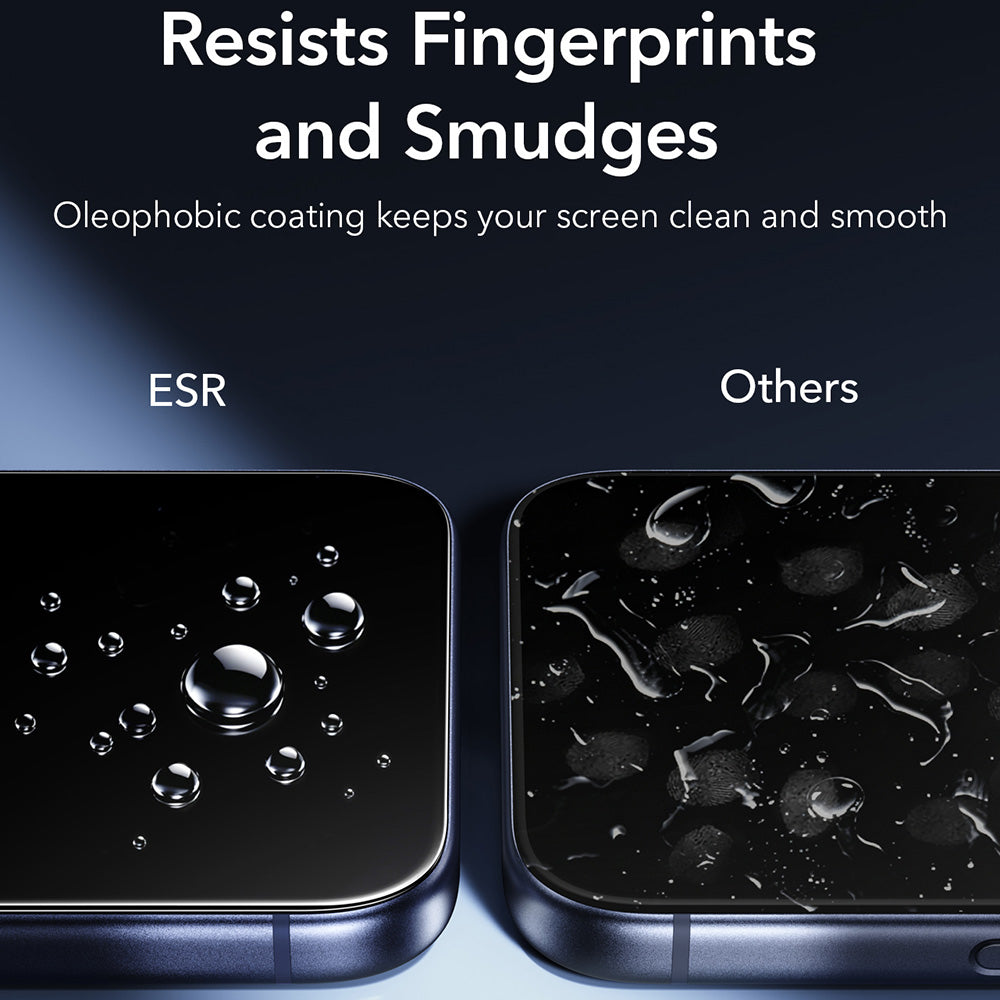 Προστατευτική μεμβράνη οθόνης ESR Armorite UltraFit για Apple iPhone 18 Pro / 17 Pro, Ασφαλισμένο γυαλί, Πλήρης κόλλα, Σετ 2 τεμαχίων, Μαύρο