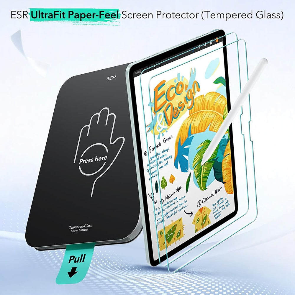 Προστατευτική Μεμβράνη Οθόνης ESR Paper Feel UltraFit για Apple iPad Air 11 (2026) / Air 11 (2025), Πλαστική, Σετ 2 τεμαχίων