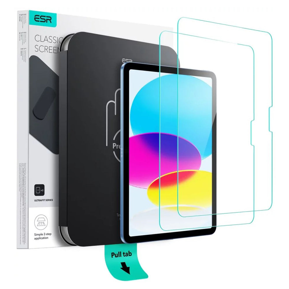 Προστατευτική Μεμβράνη Οθόνης ESR UltraFit για Apple iPad (2025) / (2022), Ενισχυμένο Γυαλί, Full Glue, Σετ 2 τεμαχίων