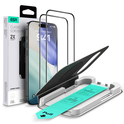 Προστατευτική Μεμβράνη Οθόνης ESR UltraFit για Apple iPhone 17 Air, Ενισχυμένο Γυαλί, Full Glue, Σετ 2 τεμαχίων, Μαύρη