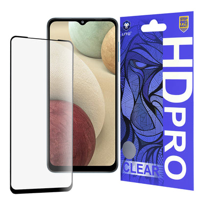 Προστατευτική μεμβράνη οθόνης Lito HD Pro Clear για Samsung Galaxy F12 F127 / A12 Nacho A127 / M02 M022, Ασφαλισμένο γυαλί, Πλήρης κόλλα, Μαύρο