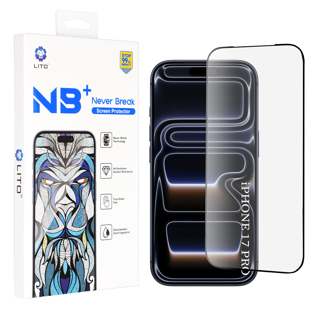 Προστατευτική Μεμβράνη Οθόνης Lito NB για Apple iPhone 17 Pro, Ενισχυμένο Γυαλί, Full Glue, Μαύρη