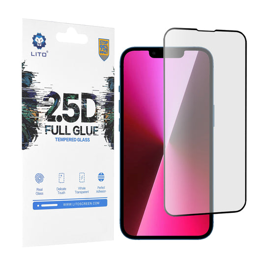 Προστατευτική μεμβράνη οθόνης Lito για Apple iPhone 14 / 13 Pro / 13, Ασφαλισμένο γυαλί, Full Glue, 2.5D, Μαύρο
