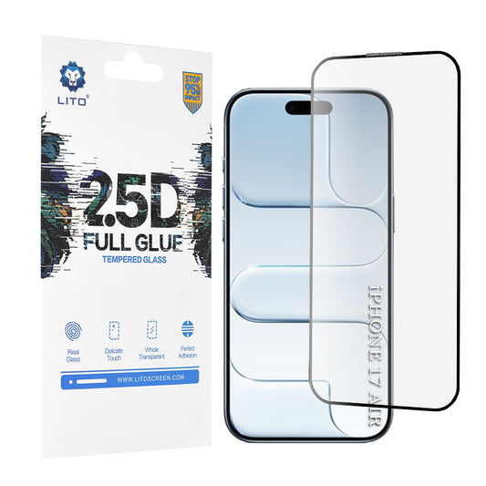 Προστατευτική Μεμβράνη Οθόνης Lito για Apple iPhone 17 Air, Ενισχυμένο Γυαλί, Full Glue, 2.5D, Μαύρη