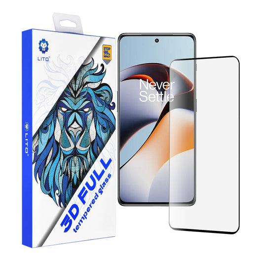 Προστατευτική μεμβράνη οθόνης Lito για OnePlus 11R, Ασφαλισμένο γυαλί, Πλήρης κόλλα, 3D, Μαύρο