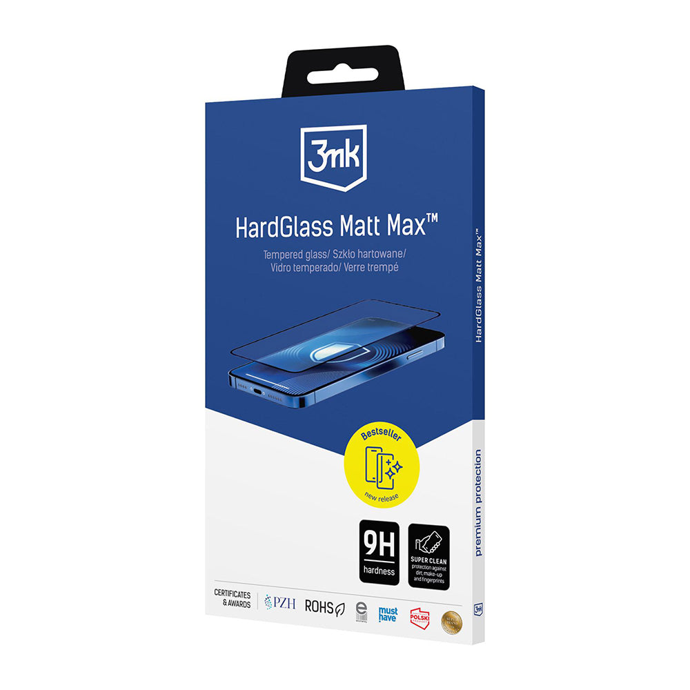 Ματ προστατευτική μεμβράνη οθόνης 3MK HardGlass Max για Apple iPhone 17 Air, Ενισχυμένο Γυαλί, Full Glue, Μαύρη