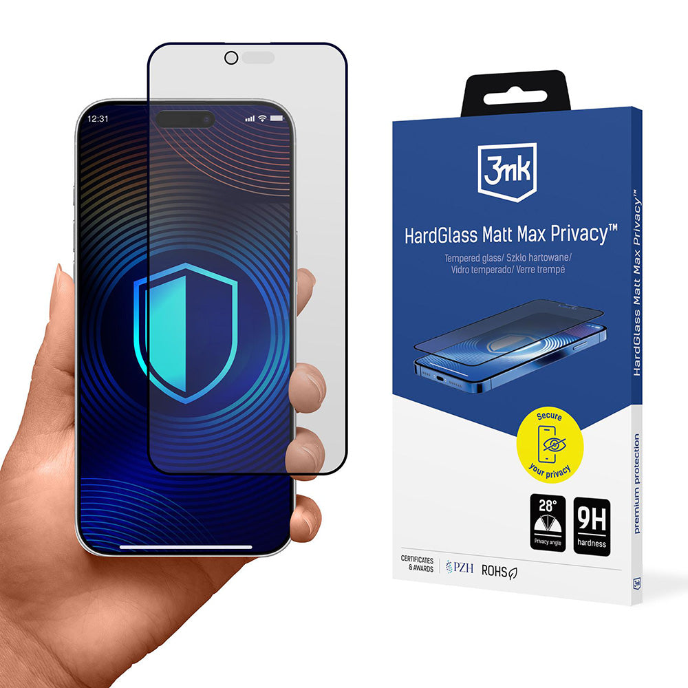 Μεμβράνη προστασίας οθόνης Matte Privacy 3MK HardGlass Max για Apple iPhone 17 Air, Ενισχυμένο Γυαλί, Full Glue