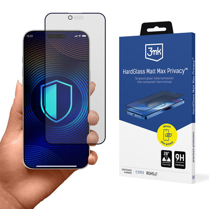 Μεμβράνη προστασίας οθόνης Matte Privacy 3MK HardGlass Max για Apple iPhone 17 Air, Ενισχυμένο Γυαλί, Full Glue