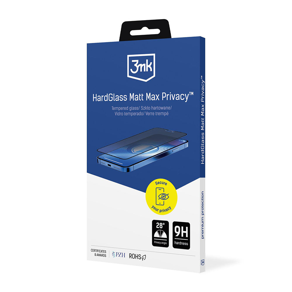 Μεμβράνη προστασίας οθόνης Matte Privacy 3MK HardGlass Max για Apple iPhone 17 Air, Ενισχυμένο Γυαλί, Full Glue