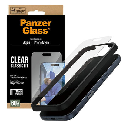 Προστατευτική Μεμβράνη Οθόνης PanzerGlass Classic Fit EasyAligner για Apple iPhone 17 Pro, Ενισχυμένο Γυαλί, Full Glue