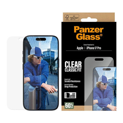 Προστατευτική Μεμβράνη Οθόνης PanzerGlass Classic Fit EasyAligner για Apple iPhone 17 Pro, Ενισχυμένο Γυαλί, Full Glue