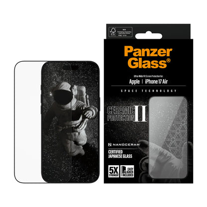 Προστατευτική Μεμβράνη Οθόνης PanzerGlass Ultra-Wide Ceramic II EasyAligner για Apple iPhone 17 Air, Ενισχυμένο Γυαλί, Πλήρης Κόλληση, Μαύρη